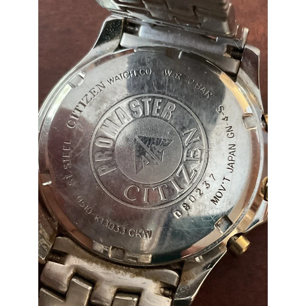 Citizen Promaster Chronograph Two Tone White Dial Watch 0510-K13033 WR100